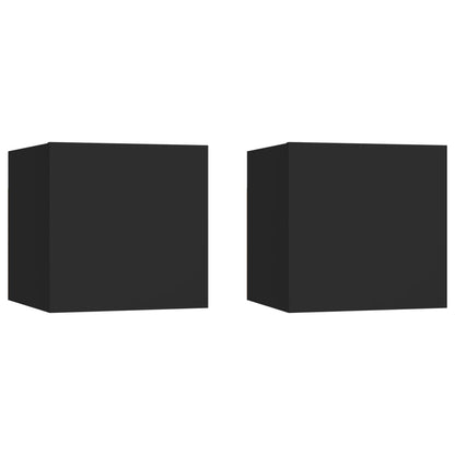 Comodini Neri 2 pz 30,5x30x30 cm in Truciolato