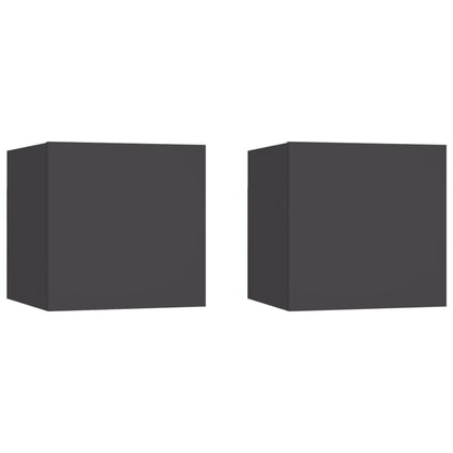 Comodini Grigi 2 pz 30,5x30x30 cm in Truciolato
