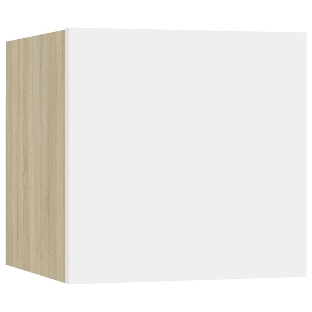 Comodino Bianco e Rovere Sonoma 30,5x30x30 cm in Truciolato