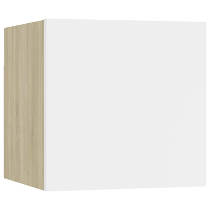 Comodino Bianco e Rovere Sonoma 30,5x30x30 cm in Truciolato
