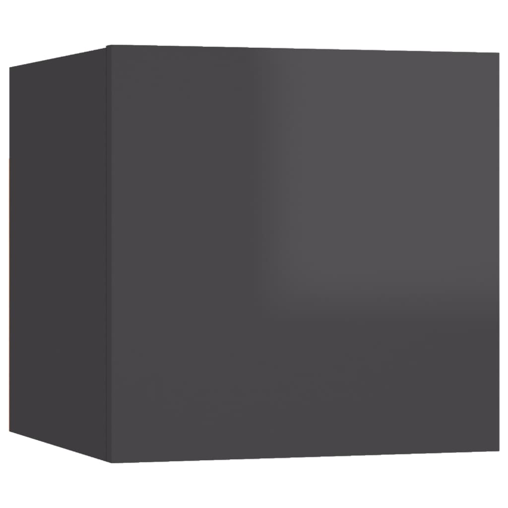 Comodino Grigio Lucido 30,5x30x30 cm in Truciolato