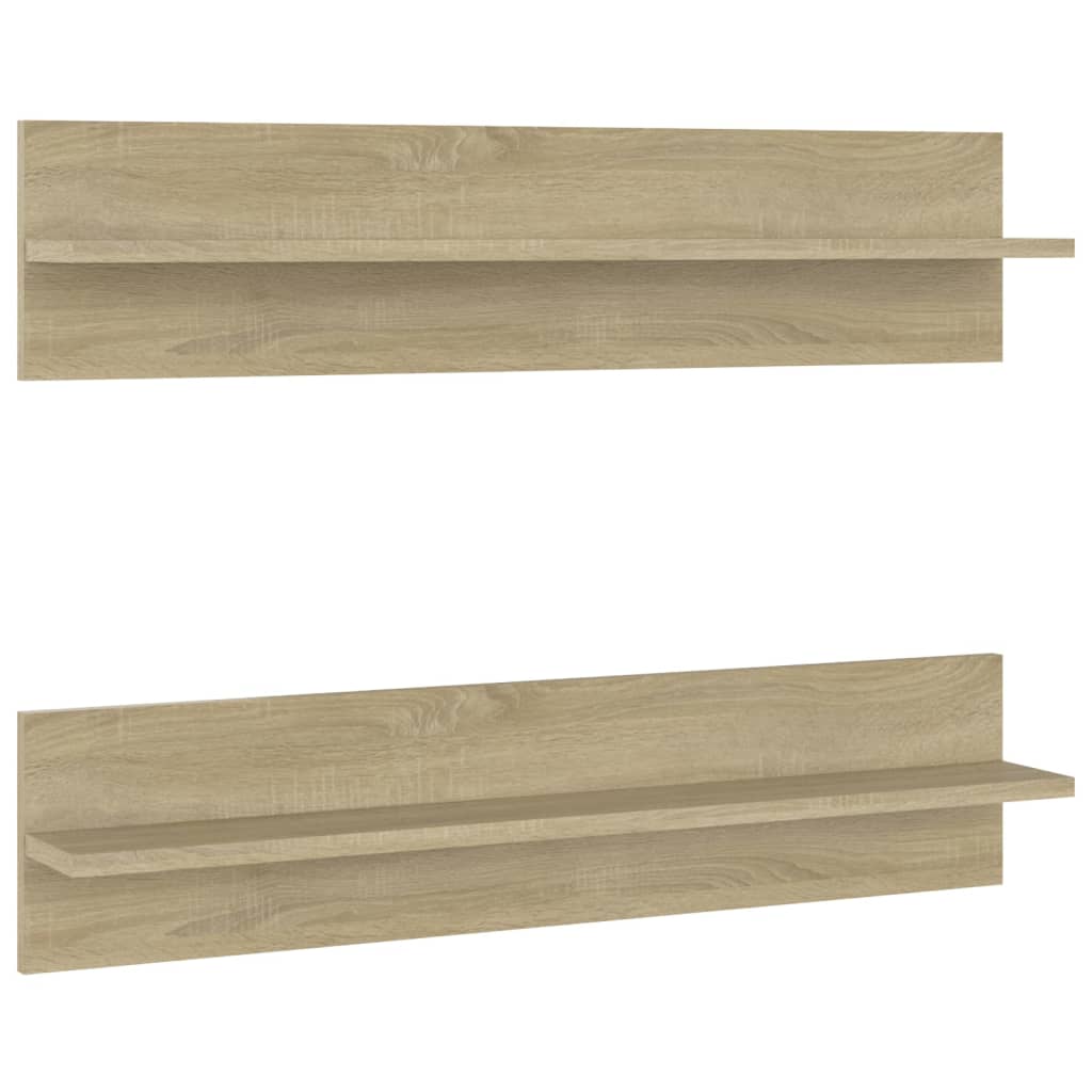 Mensole a Muro 2pz Rovere Sonoma 80x11,5x18cm Legno Multistrato