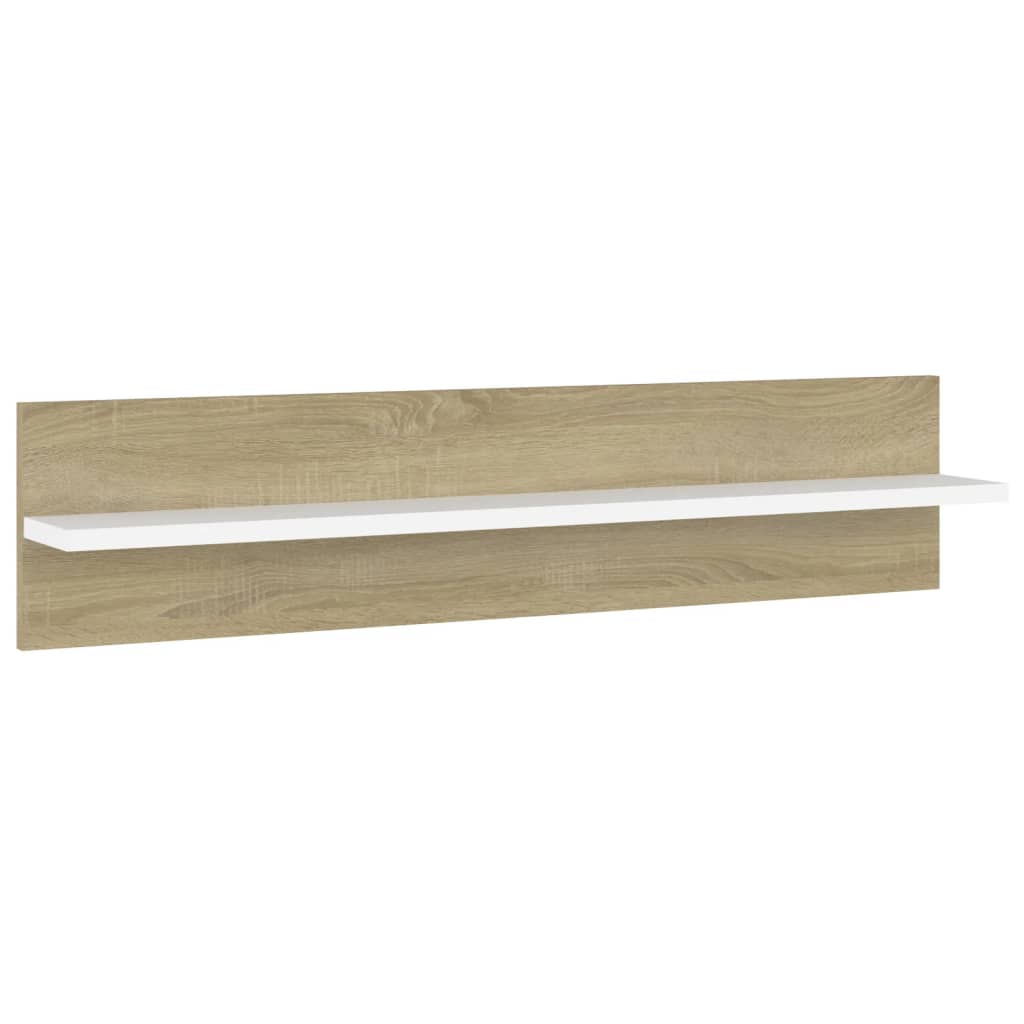 Mensole Muro 2pz Bianco e Sonoma 80x11,5x18cm Legno Multistrato