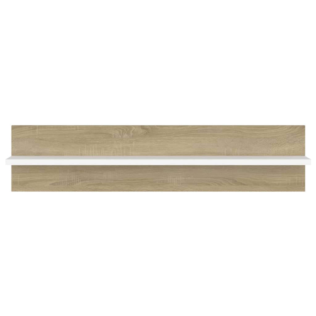 Mensole Muro 2pz Bianco e Sonoma 80x11,5x18cm Legno Multistrato