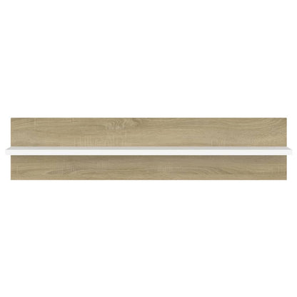 Mensole Muro 2pz Bianco e Sonoma 80x11,5x18cm Legno Multistrato