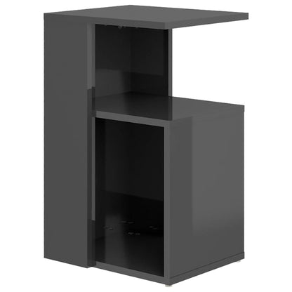 Tavolino Grigio Lucido 36x30x56 cm in Legno Multistrato