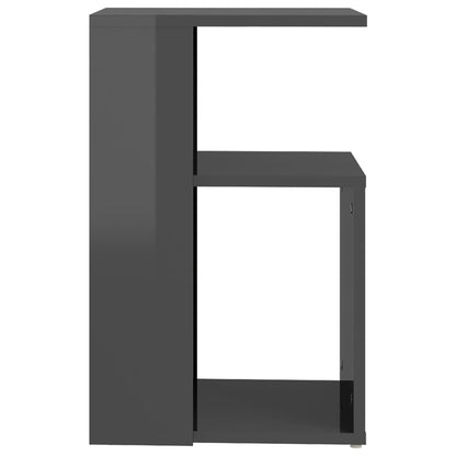 Tavolino Grigio Lucido 36x30x56 cm in Legno Multistrato