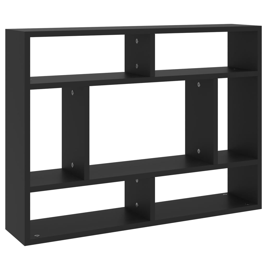 Scaffale a Parete Nero 75x16x55 cm in Legno Multistrato