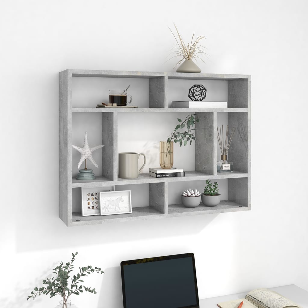 Scaffale a Parete Grigio Cemento 75x16x55 cm Legno Multistrato