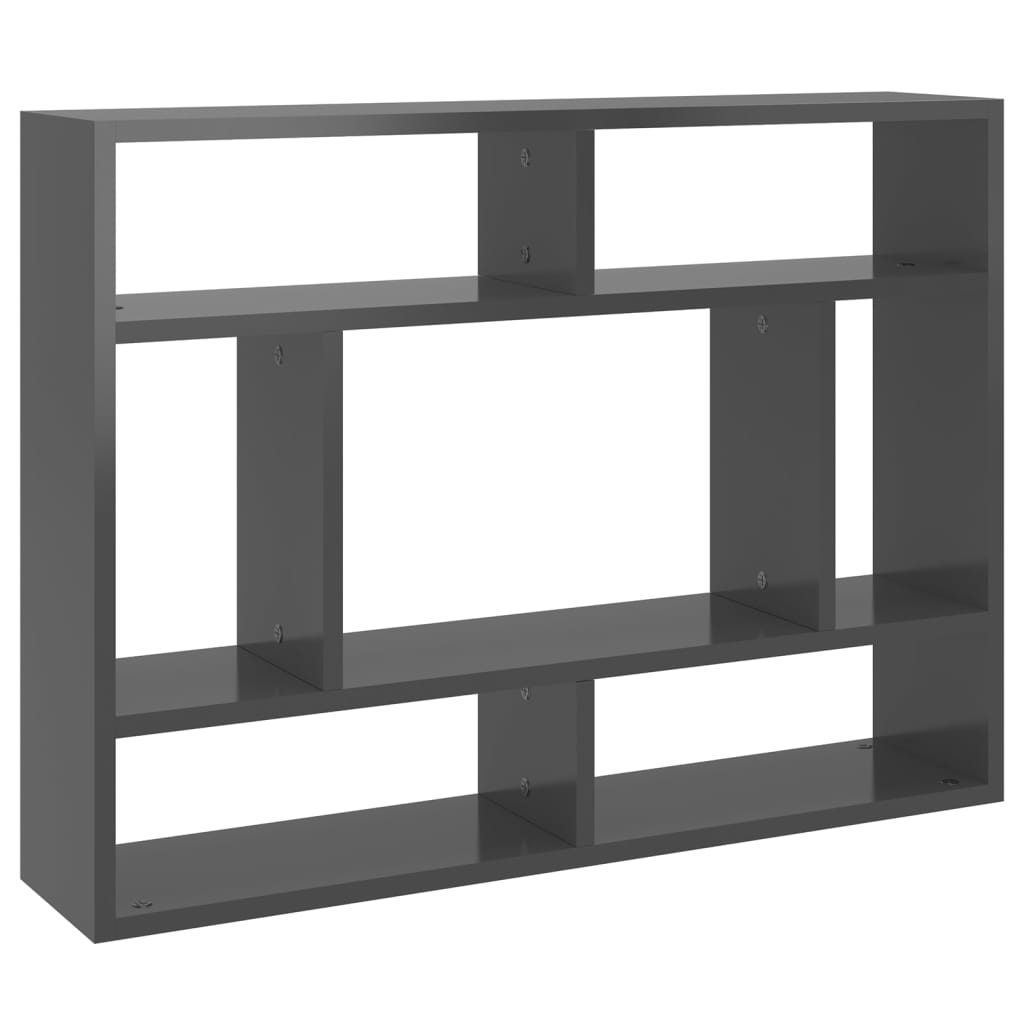 Scaffale a Parete Grigio Lucido 75x16x55 cm Legno Multistrato