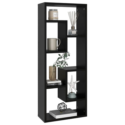 Scaffale a Parete Nero 36x16x90 cm in Legno Multistrato