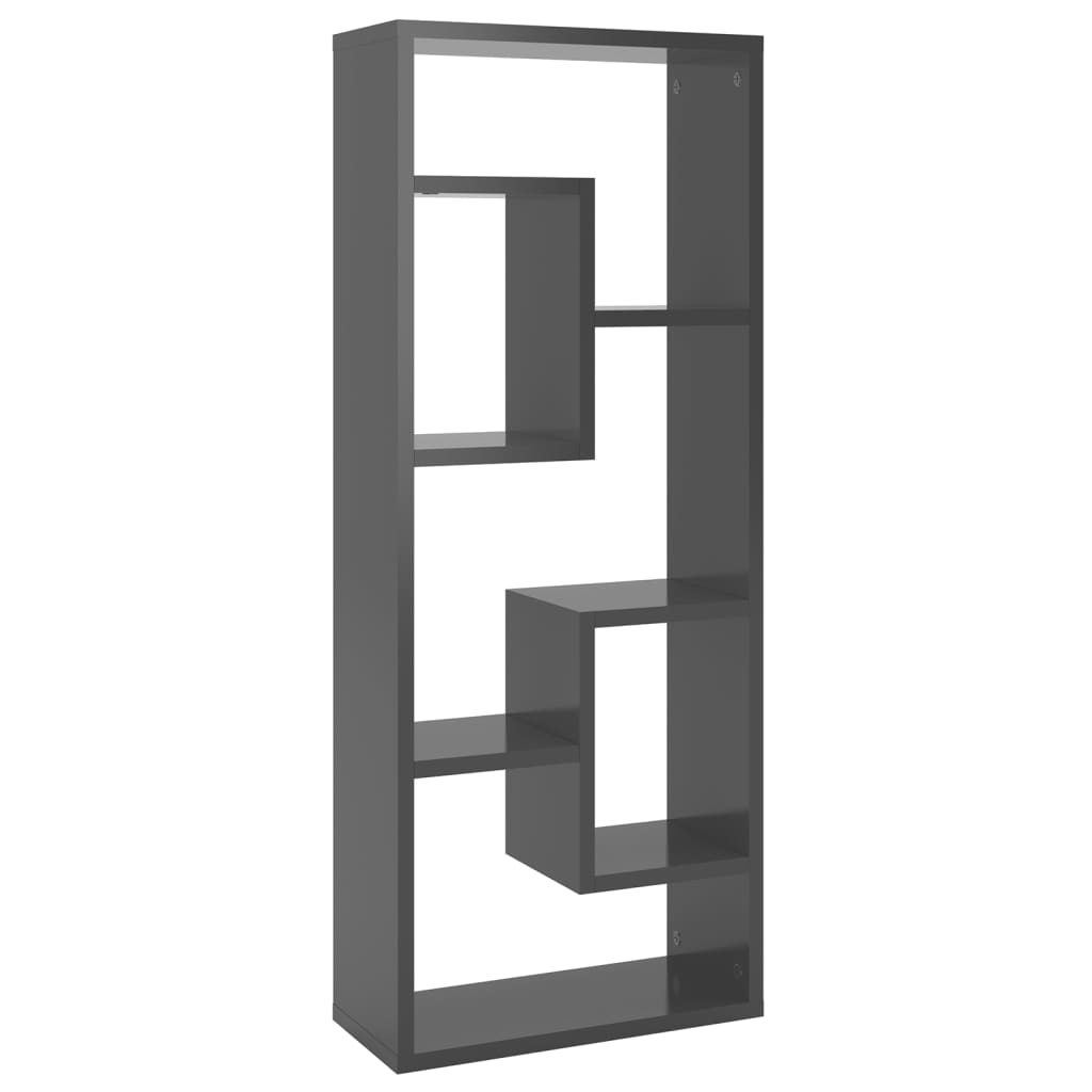 Scaffale a Parete Grigio Lucido 36x16x90 cm Legno Multistrato