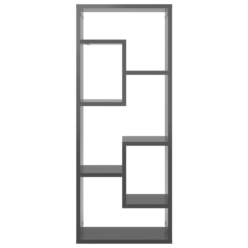 Scaffale a Parete Grigio Lucido 36x16x90 cm Legno Multistrato