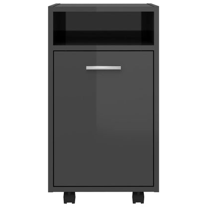 Credenza con Ruote Grigio Lucido 33x38x60 cm Legno Multistrato