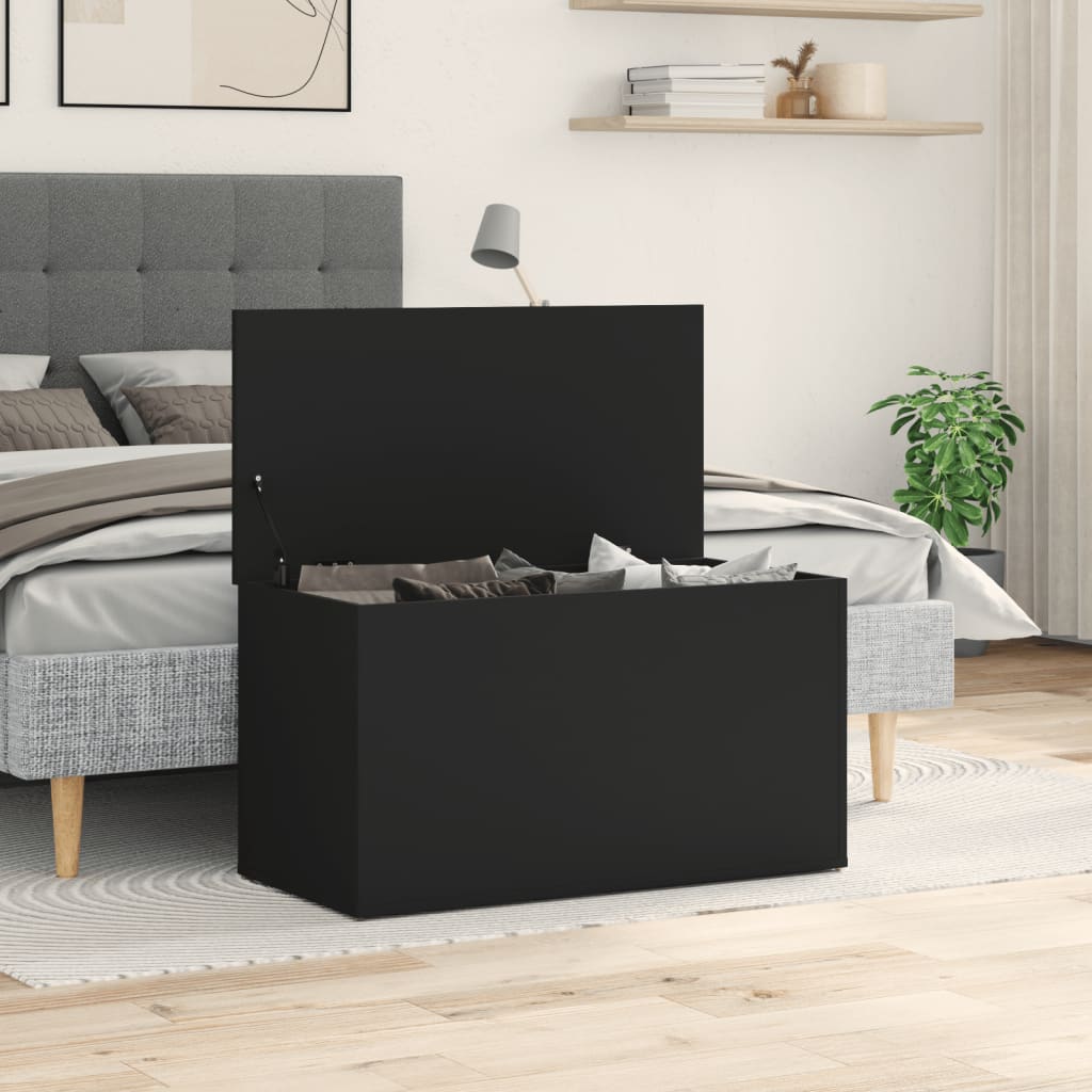 Cassapanca Nera 84x42x46 cm in Legno Ingegnerizzato