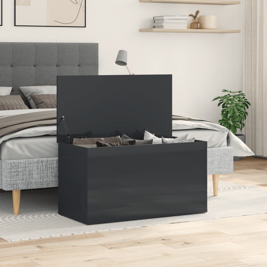 Cassapanca Grigio Lucido 84x42x46 cm in Legno Ingegnerizzato