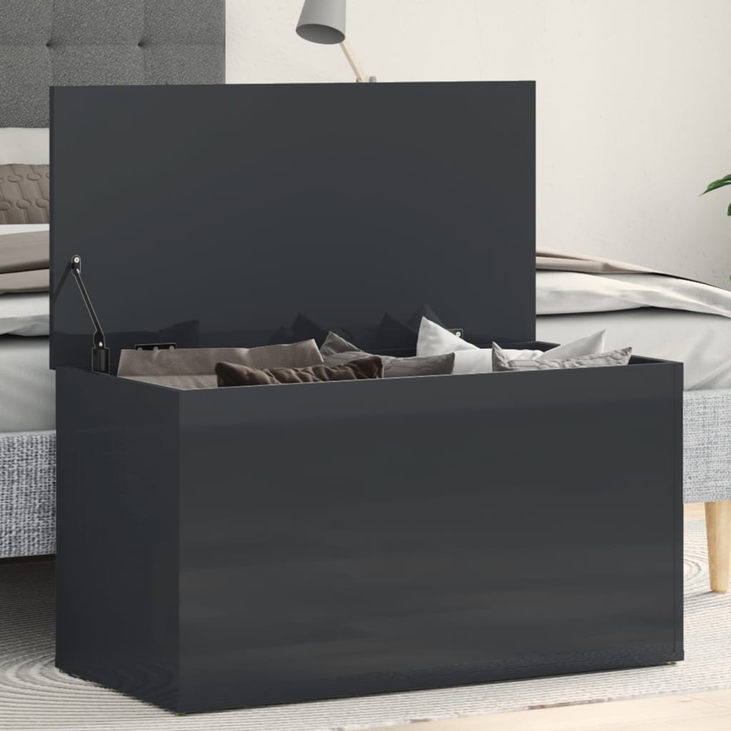 Cassapanca Grigio Lucido 84x42x46 cm in Legno Ingegnerizzato