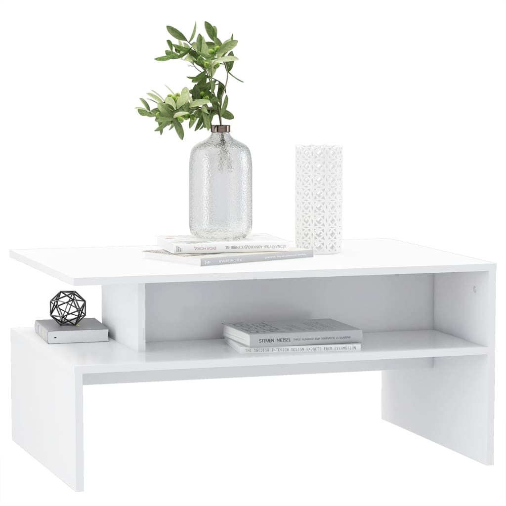 Tavolino da Salotto Bianco 90x60x42,5 cm in Legno Multistrato