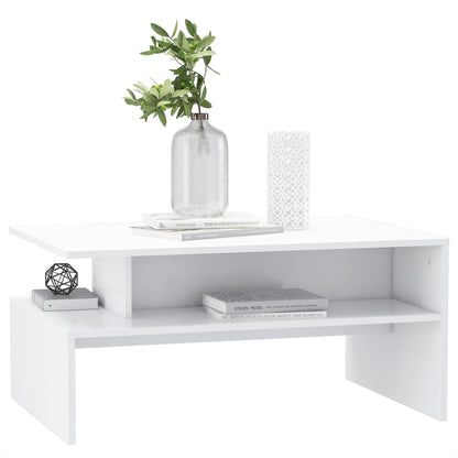 Tavolino da Salotto Bianco 90x60x42,5 cm in Legno Multistrato