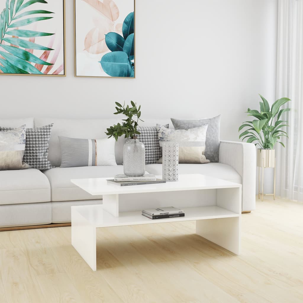 Tavolino da Salotto Bianco 90x60x42,5 cm in Legno Multistrato