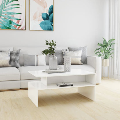 Tavolino da Salotto Bianco 90x60x42,5 cm in Legno Multistrato