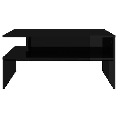 Tavolino da Salotto Nero Lucido 90x60x42,5 cm Legno Multistrato