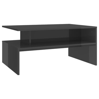 Tavolino Salotto Grigio Lucido 90x60x42,5 cm Legno Multistrato