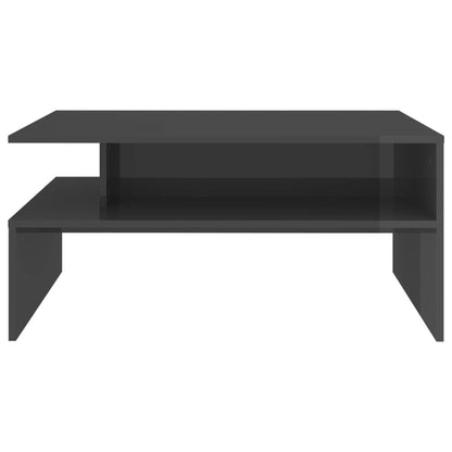 Tavolino Salotto Grigio Lucido 90x60x42,5 cm Legno Multistrato