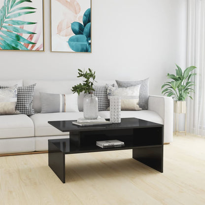 Tavolino Salotto Grigio Lucido 90x60x42,5 cm Legno Multistrato