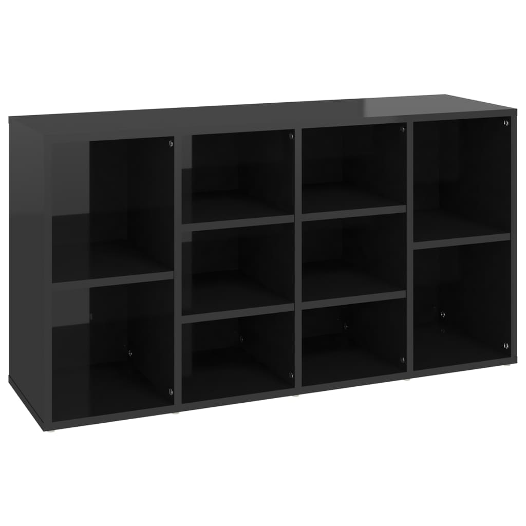 Scarpiera Panchina Nero Lucido 103x30x54,5 cm Legno Multistrato