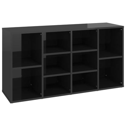 Scarpiera Panchina Nero Lucido 103x30x54,5 cm Legno Multistrato