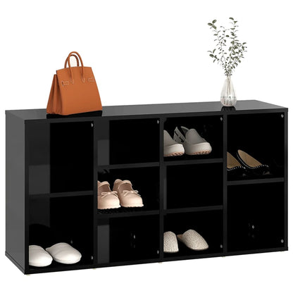 Scarpiera Panchina Nero Lucido 103x30x54,5 cm Legno Multistrato