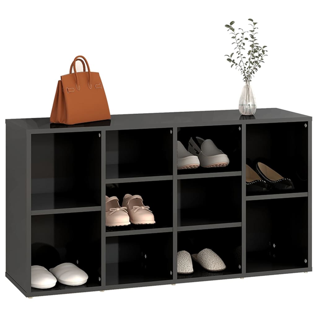 Scarpiera Panchina Grigio Lucido 103x30x54,5 cm Multistrato