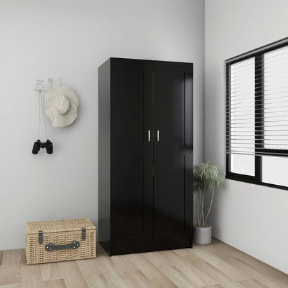 Armadio Nero 82,5x51,5x180 cm in Legno Multistrato