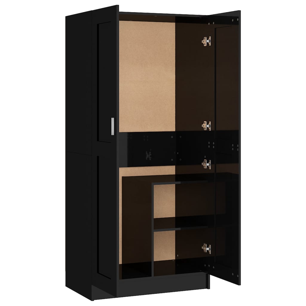 Armadio Nero Lucido 82,5x51,5x180 cm in Legno Multistrato