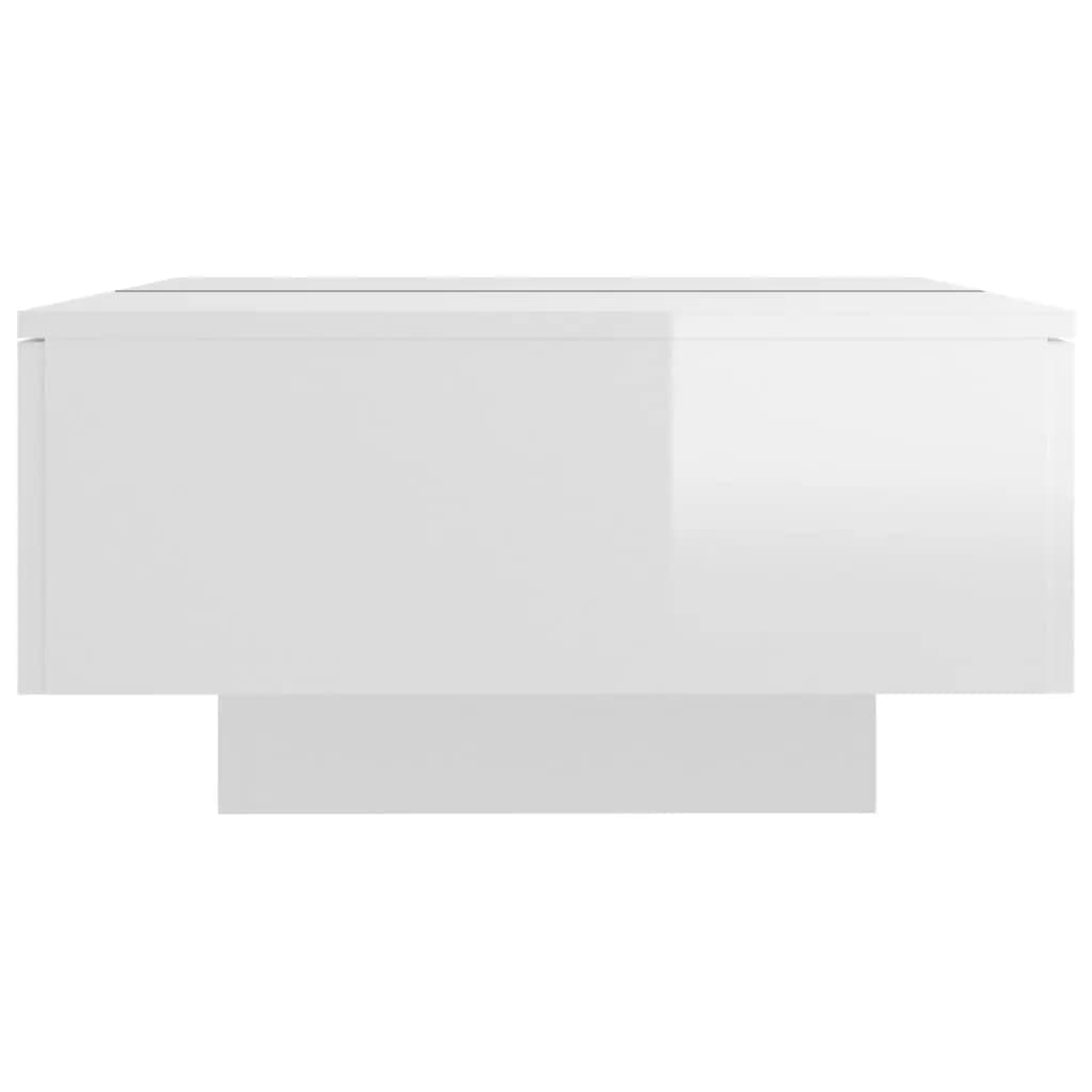 Tavolino Salotto Bianco Lucido 90x60x31 cm in Legno Multistrato
