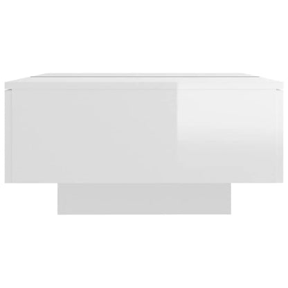 Tavolino Salotto Bianco Lucido 90x60x31 cm in Legno Multistrato
