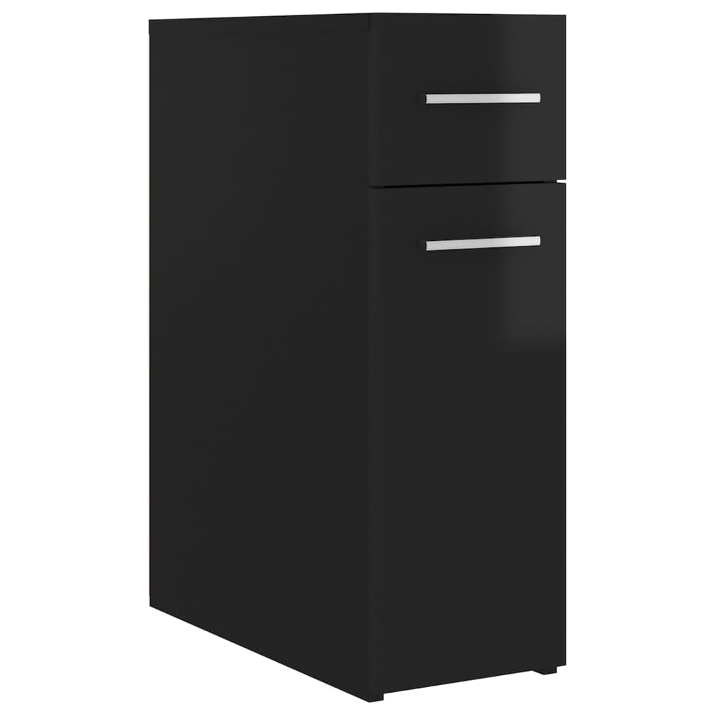 Armadietto da Farmacia Nero Lucido 20x45,5x60 cm Multistrato