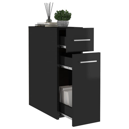 Armadietto da Farmacia Nero Lucido 20x45,5x60 cm Multistrato