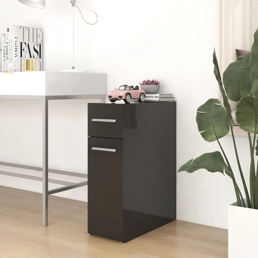 Armadietto da Farmacia Nero Lucido 20x45,5x60 cm Multistrato
