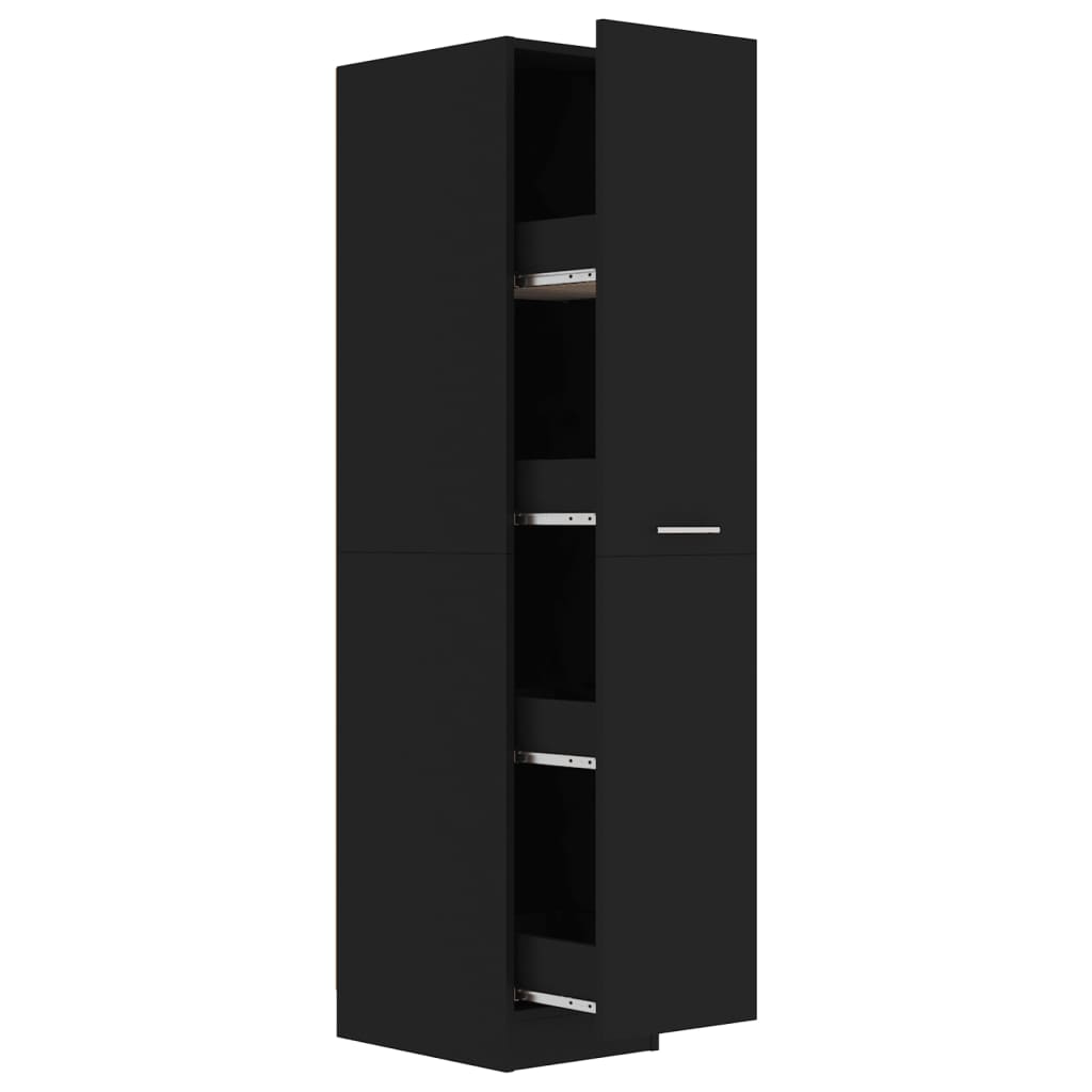 Armadietto da Farmacia Nero 30x42,5x150 cm in Legno Multistrato