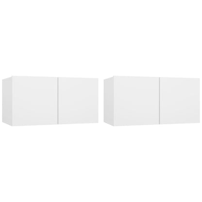Mobili Porta TV Pensili 2pz Bianchi 60x30x30 cm