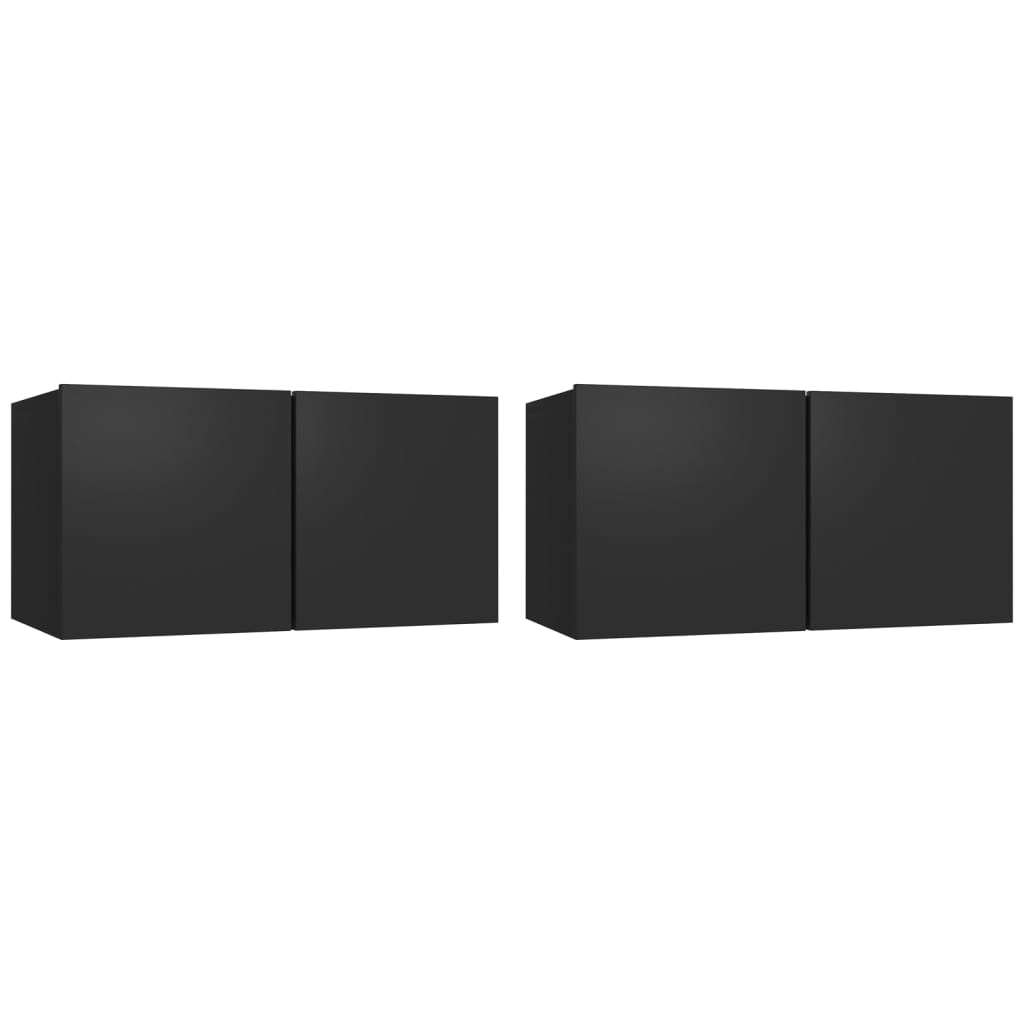 Mobili Porta TV Pensili 2pz Neri 60x30x30 cm