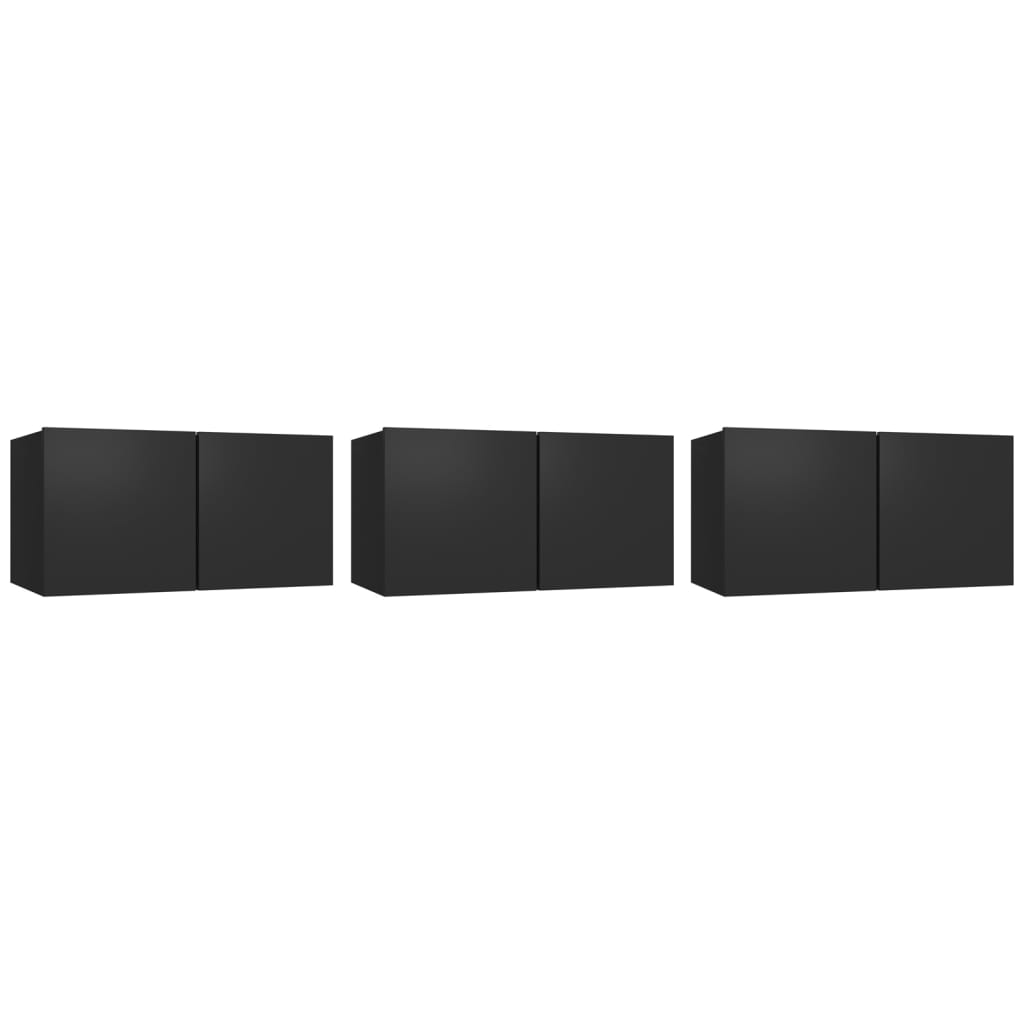 Mobili Porta TV Pensili 3pz Neri 60x30x30 cm