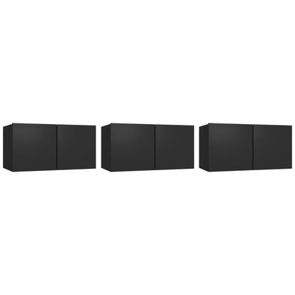 Mobili Porta TV Pensili 3pz Neri 60x30x30 cm
