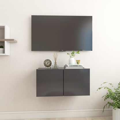 Mobile Porta TV Pensile Grigio 60x30x30 cm