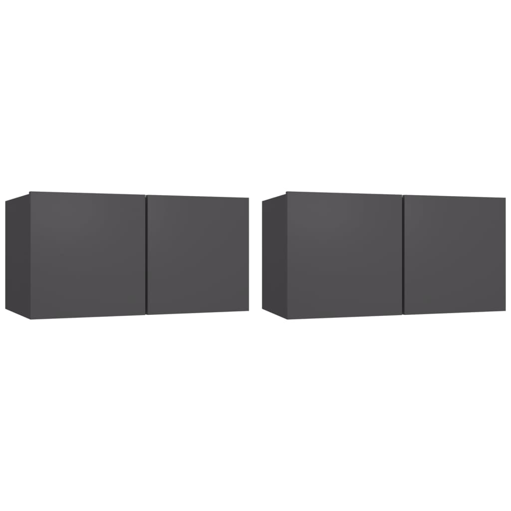 Mobili Porta TV Pensili 2pz Grigi 60x30x30 cm