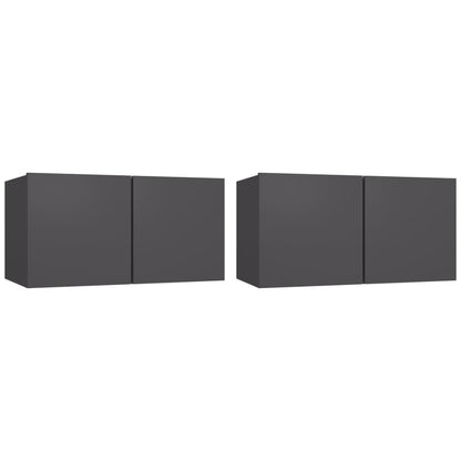Mobili Porta TV Pensili 2pz Grigi 60x30x30 cm