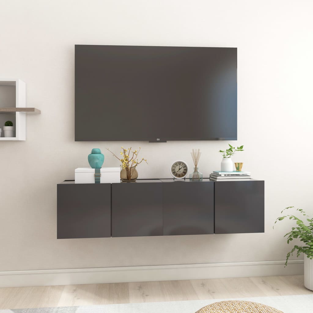 Mobili Porta TV Pensili 2pz Grigi 60x30x30 cm