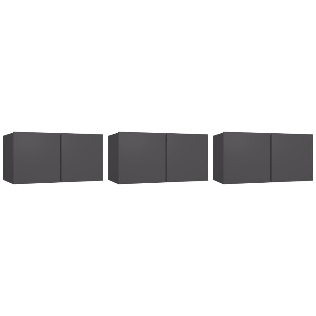 Mobili Porta TV Pensili 3pz Grigi 60x30x30 cm